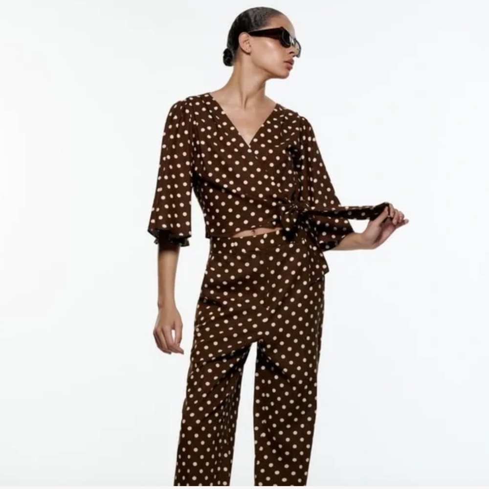 Zara Polka Dot Tie Top